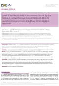 Cover page: Level of evidence used in recommendations by the National Comprehensive Cancer Network (NCCN) guidelines beyond Food and Drug Administration approvals