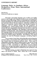 Cover page: Language Policy in Southern Africa: Perspectives From Three International Conferences