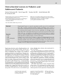 Cover page: Osteochondral Lesions in Pediatric and Adolescent Patients