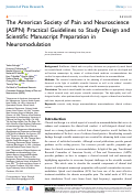 Cover page: The American Society of Pain and Neuroscience (ASPN) Practical Guidelines to Study Design and Scientific Manuscript Preparation in Neuromodulation