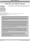 Cover page: Emergency Department Patient Satisfaction Scores Are Lower for Patients Who Arrive During the Night Shift