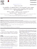 Cover page: Acceptability of randomization to levonorgestrel versus copper intrauterine device among women requesting IUD insertion for contraception.