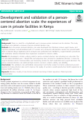 Cover page: Development and validation of a person-centered abortion scale: the experiences of care in private facilities in Kenya