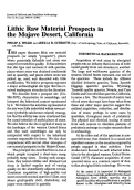 Cover page: Lithic Raw Material Prospects in the Mojave Desert, California