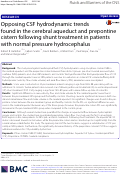 Cover page: Opposing CSF hydrodynamic trends found in the cerebral aqueduct and prepontine cistern following shunt treatment in patients with normal pressure hydrocephalus.