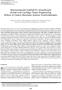 Cover page: Nanocomposite Scaffold for Chondrocyte Growth and Cartilage Tissue Engineering: Effects of Carbon Nanotube Surface Functionalization