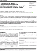 Cover page: “That’s Only for Women”: The Importance of Educating HIV-Positive Sexual Minority Men on HPV and High Resolution Anoscopy (HRA)