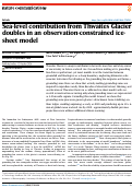 Cover page of Sea-level contribution from Thwaites Glacier doubles in an observation-constrained ice-sheet model.