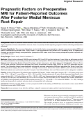 Cover page: Prognostic Factors on Preoperative MRI for Patient-Reported Outcomes After Posterior Medial Meniscus Root Repair.