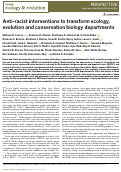 Cover page: Anti-racist interventions to transform ecology, evolution and conservation biology departments.