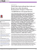 Cover page: Genetically Predicted Body Mass Index and Breast Cancer Risk: Mendelian Randomization Analyses of Data from 145,000 Women of European Descent