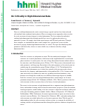 Cover page: On Criticality in High-Dimensional Data