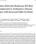 Cover page: Methionine Sulfoxide Reductase-B3 Risk Allele Implicated in Alzheimer’s Disease Associates with Increased Odds for Brain Infarcts