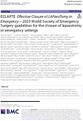 Cover page: ECLAPTE: Effective Closure of LAParoTomy in Emergency-2023 World Society of Emergency Surgery guidelines for the closure of laparotomy in emergency settings.
