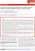 Cover page: Antidepressant prescribing in transgender and nonbinary individuals diagnosed with gender dysphoria and mood or anxiety disorders.