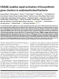 Cover page: CRAGE enables rapid activation of biosynthetic gene clusters in undomesticated bacteria