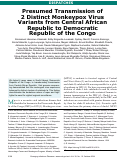 Cover page: Presumed Transmission of 2 Distinct Monkeypox Virus Variants from Central African Republic to Democratic Republic of the Congo.