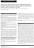 Cover page: Obstetrician–Gynecologist Practices and Beliefs Regarding External Genitalia Inspection and Speculum Examinations in Healthy Older Asymptomatic Women