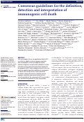 Cover page: Consensus guidelines for the definition, detection and interpretation of immunogenic cell death