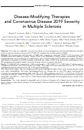 Cover page: Disease‐Modifying Therapies and Coronavirus Disease 2019 Severity in Multiple Sclerosis