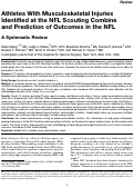 Cover page: Athletes With Musculoskeletal Injuries Identified at the NFL Scouting Combine and Prediction of Outcomes in the NFL: A Systematic Review