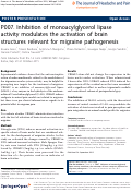 Cover page: P007. Inhibition of monoacylglycerol lipase activity modulates the activation of brain structures relevant for migraine pathogenesis