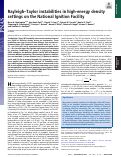 Cover page: Rayleigh–Taylor instabilities in high-energy density settings on the National Ignition Facility