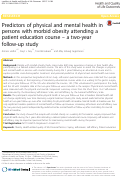 Cover page: Predictors of physical and mental health in persons with morbid obesity attending a patient education course – a two-year follow-up study