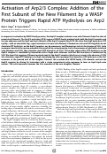 Cover page: Activation of Arp2/3 complex: Addition of the first subunit of the new filament by a WASP protein triggers rapid ATP hydrolysis on Arp2