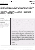 Cover page: Microglia influence host defense, disease, and repair following murine coronavirus infection of the central nervous system.