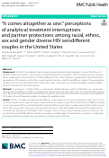 Cover page: “It comes altogether as one:” perceptions of analytical treatment interruptions and partner protections among racial, ethnic, sex and gender diverse HIV serodifferent couples in the United States