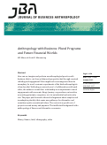 Cover page: Anthropology with Business: Plural Programs and Future Financial Worlds