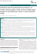 Cover page: Individual and household-level predictors of health related quality of life among middle-aged people in rural Mid-east China: a cross-sectional study