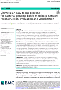 Cover page: ChiMera: an easy to use pipeline for bacterial genome based metabolic network reconstruction, evaluation and visualization