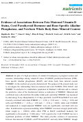 Cover page: Evidence of Associations Between Feto-Maternal Vitamin D Status, Cord Parathyroid Hormone and Bone-Specific Alkaline Phosphatase, and Newborn Whole Body Bone Mineral Content
