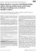 Cover page: Reproductive Coercion and Relationship Abuse Among Adolescents and Young Women Seeking Care at School Health Centers