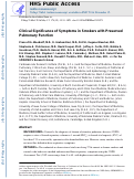 Cover page: Clinical Significance of Symptoms in Smokers with Preserved Pulmonary Function