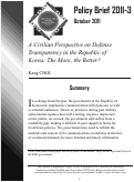 Cover page:  A Civilian Perspective on DefenseTransparency in the Republic of Korea: The More, the Better?