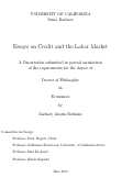 Cover page: Essays on Credit and the Labor Market