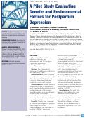 Cover page: A pilot study evaluating genetic and environmental factors for postpartum depression.