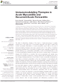 Cover page: Immunomodulating Therapies in Acute Myocarditis and Recurrent/Acute Pericarditis.