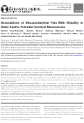 Cover page: Associations of Musculoskeletal Pain With Mobility in Older Adults: Potential Cerebral Mechanisms
