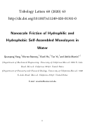 Cover page: Nanoscale Friction of Hydrophilic and Hydrophobic Self-Assembled Monolayers in Water