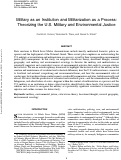 Cover page of Military as an Institution and Militarization as a Process: Theorizing the U.S. Military and Environmental Justice