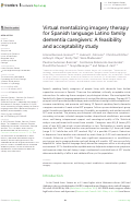 Cover page: Virtual mentalizing imagery therapy for Spanish language Latino family dementia caregivers: A feasibility and acceptability study