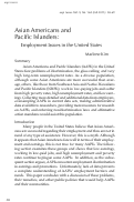 Cover page: Asian Americans and Pacific Islanders: Employment Issues in the United States