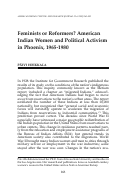 Cover page: Feminists or Reformers? American Indian Women and Political Activism in Phoenix, 1965-1980