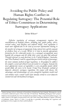 Cover page: Avoiding the Public Policy and Human Rights Conflict in Regulating Surrogacy: The Potential Role of Ethics Committees in Determining Surrogacy Applications