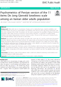 Cover page: Psychometrics of Persian version of the 11 items De Jong Gierveld loneliness scale among an Iranian older adults population