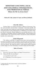 Cover page: Monetary Sanctions, Legal and Collateral Consequences, and Probation &amp; Parole: Where Do We Go From Here?